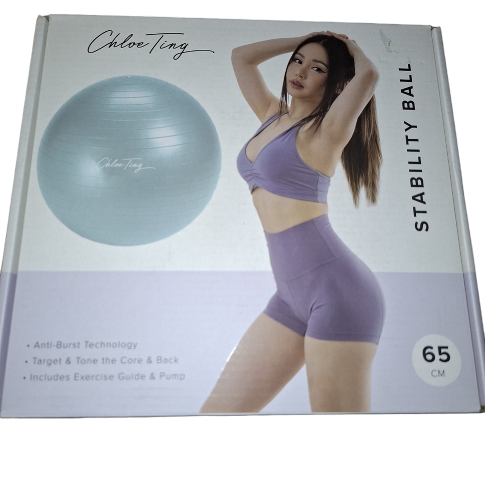 Chloe Ting 65cm Stability Ball, With pump And Exercise Guide new In Box